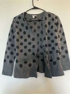 Halogen Gray & Charcoal Polka Dot Cardigan L